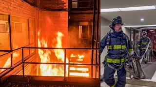 **1st DUE ARRIVAL** HEAVY FIRE in High-Rise Courtyard / Basement Trash Room on UES [ MAN Box 1174 ]