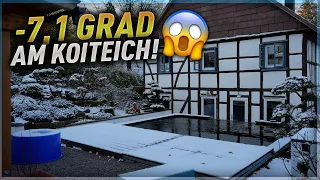 Frost ohne Teichabdeckung am 37.400l Koiteich!