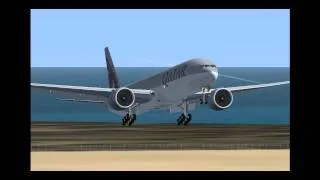 Boeing 777 200LR Qatar Airways landing in Madeira