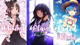 Nightcore - Alan Walker Mashup - Unity ✘ Play ✘ Faded ✘ Alone - (Switching Vocals) - [Lyrics]