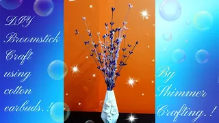 Simple Broomstick Craft using Cotton Earbuds|DIY broomsticks craft Idea|Room decor with Broom sticks