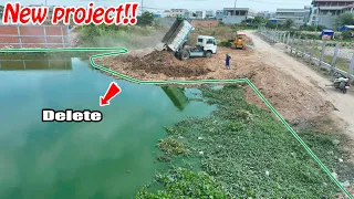 Opening a New project!! Fill the land Delete Pond Work Dozer Komatsu D31p Push soil into Water