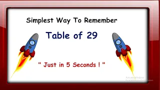 Table of 29 | Table of Twenty Nine | Kids Multiplication  | Table Tricks