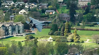 United States Air Force F15 fighter jets turning up the speed and sound in the Lake District UK!