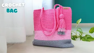 🧶Crochet Tote Bag with Basic Crochet Stitch Double Crochet Make it Wonderful | ViVi Berry Crochet