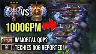 He's Breaking record First 1000GPM Techies in 7.30! - WTF Ancient rank Bully Immortal rank..