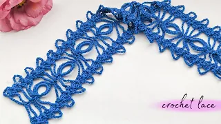 ЛЕНТОЧНОЕ КРУЖЕВО КРЮЧКОМ ТЕСЬМА вязание  How to Crochet Lace Tape Ribbon