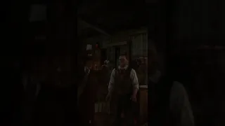 Arthur confronts Mr. Wróbel by pointing his gun - Red Dead Redemption 2