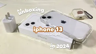 ☁️🤍 iphone 13 starlight unboxing 2024 (128gb) + accessories