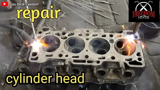 aluminium welding Cylinder head | restoration cylinder head | las aluminium | repair