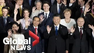 G20 summit: World leaders pose for "family photo" in Osaka