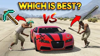 GTA 5 BASEBALL BAT VS MINECRAFT DIAMOND PICKAXE | WHICH IS BEST?