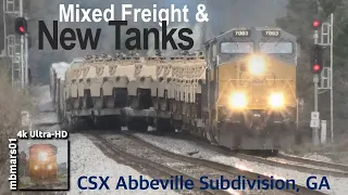 [8O][4k] Mixed Freight and Brand New Abrams Tanks, CSX Abbeville Subdivision, GA 02/05-03/09/2022