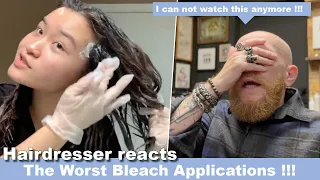 The Most TERRIBLE Bleach Applications You Have EVER SEEN !!! Hairdresser reacts to hair fails #hair