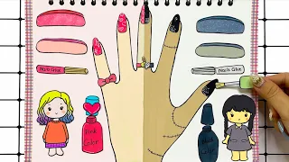 [Paper DIY] Nail Arts Tutorial - DIY BLACKPINK Nails - 네일팁 붙이기 종이놀이 Nail Care asmr | Lotus Paper