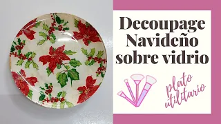 Decoupage navideño en plato de vidrio FACIL