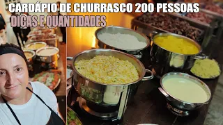 CHURRASCO PARA 200 PESSOAS COMPLETO - RECEITAS DA ROSA