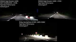 [High Beam] Philips RacingVision GT200, OSRAM Night Breaker LASER NEXT GENERATION, OSRAM LASER