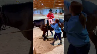 Sitting sideways on a horse for physical therapy #shorts #wheelchairlife #equine #cerebralpalsy