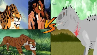 Scar, Shere Khan and Sabor vs Indominus Rex (Remake)