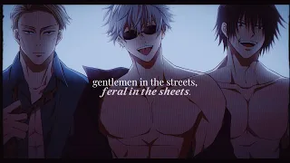 ੈ✧𝘱𝘰𝘷; gentlemen in the streets, feral in the sheets. || #jujutsukaisen 𝐩𝐥𝐚𝐲𝐥𝐢𝐬𝐭