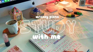 real time study with me ( with calm piano music and ambiance ) 1 Hour  🌙 note taking