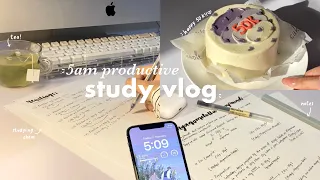 5am Study vlog 📝🍡 waking up early, studying, so many snacks and food + more 🍙