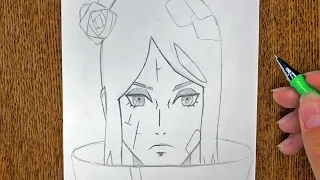 How to Draw Konan (Akatsuki) from Naruto - Easy Step By Step Anime drawing