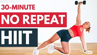 30 Minute NO REPEAT Full Body Dumbbell HIIT