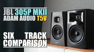 JBL 305P MKII vs Adam Audio T5V  ||  6-Track Comparison