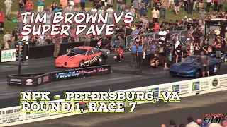 Street Outlaws 2022 No Prep Kings - Petersburg, VA: Round 1, Race 7, Tim Brown vs Super Dave Adkins