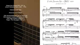 Bach for Guitar BWV 1001 Adagio guitar score download