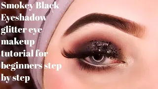 Smokey Black Eyeshadow glitter eye makeup tutorial for beginners step by step @makeupbyirha