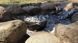 Super Easy Apple Cobbler in a Dutch Oven Over an Open Campfire