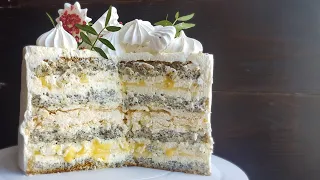 Вкуснейший МАКОВЫЙ ТОРТ с лимонным курдом и БЕЗЕ🍋POPPY SEED cake