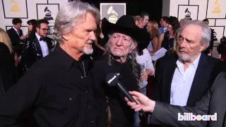 Kris Kristofferson, Willie Nelson & Merle Haggard on the GRAMMYs Red Carpet 2014