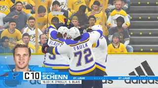 (St. Louis Blues vs Nashville Predators) RD 1 Game 3 (NHL 20 Stanley Cup Playoffs Simulation)