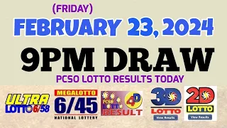 Lotto Result Today 9pm draw February 23, 2024 6/58 6/45 4D Swertres Ez2 PCSO#lotto