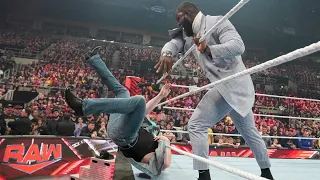 wwe raw 13 march 2023 Omos throws Brock Lesnar out of the ring after escaping Suplex City Raw, full