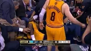 LeBron James' head injury - falls on camera and bleeds (Game 4)