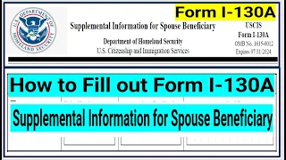 New  I-130A Guide || How to Fill Out Form I-130A || Spouse of US Citizen Petition Step by Step