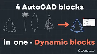 Adding four objects in one using dynamic block of AutoCAD