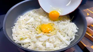 Cabbage with eggs tastes better than pizza! Simple, quick and very tasty recipe!