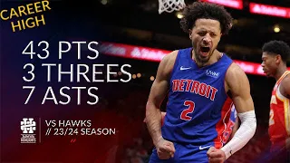 Cade Cunningham 43 pts 3 threes 7 asts vs Hawks 23/24 season