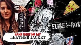 DIY Painting my Leather Jacket! 🤟🏻🎨 (Iron Maiden/Punk/Rock Inspired Style)