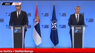 Brisel - Izjave za medije posle sastanka Vučića i Stoltenberga