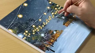 Painting a Snowy Street / Acrylic Painting for Beginners