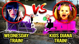 I FOUND WEDNESDAY ADDAMS AND KIDS DIANA SHOW IN REAL LIFE!! (WEDNESDAY & DIANA TRAINS)