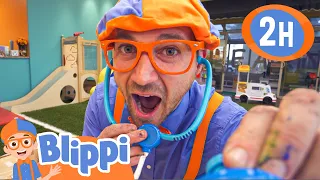 Doctor Blippi Visits an Indoor Playground! | 2 HOURS OF BLIPPI TOYS!