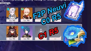 Duo F2P Neuvillette C0 Wanderer 4* Sacrificial & Hu Tao C1 Dragon's Bane Spiral AByss Genshin Impact